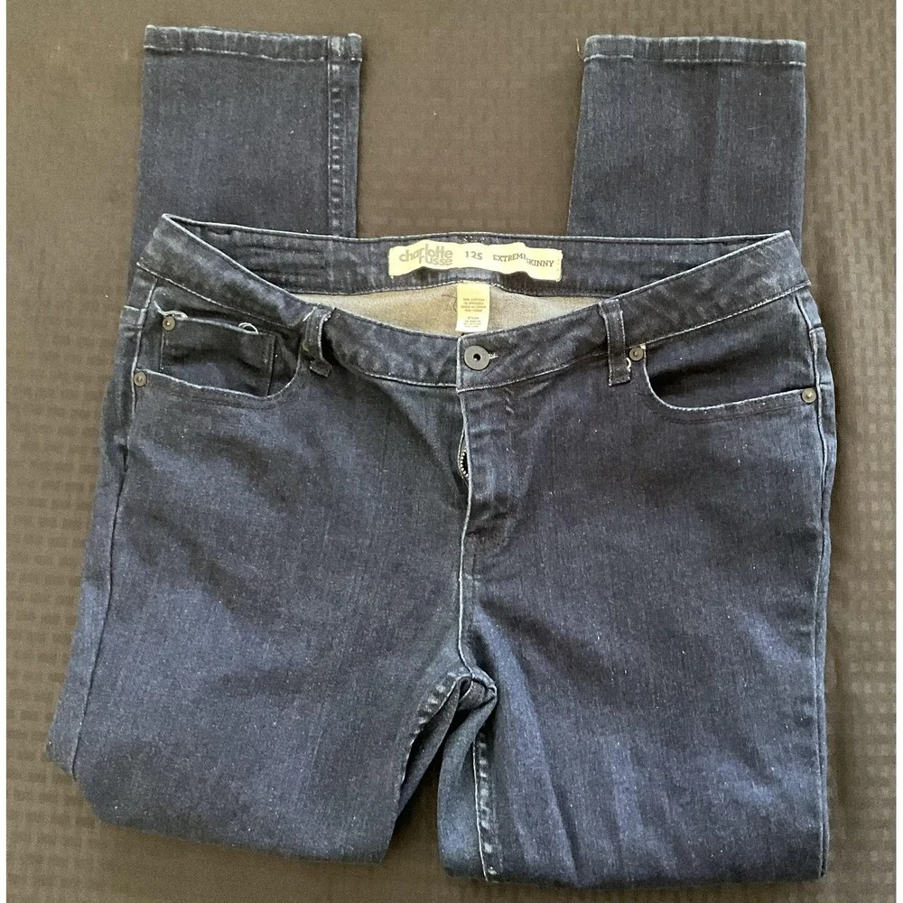 Charlotte‎ Russe Jeans Womens 12S Extreme Skinny Stretch Denim Pants Dark Wash